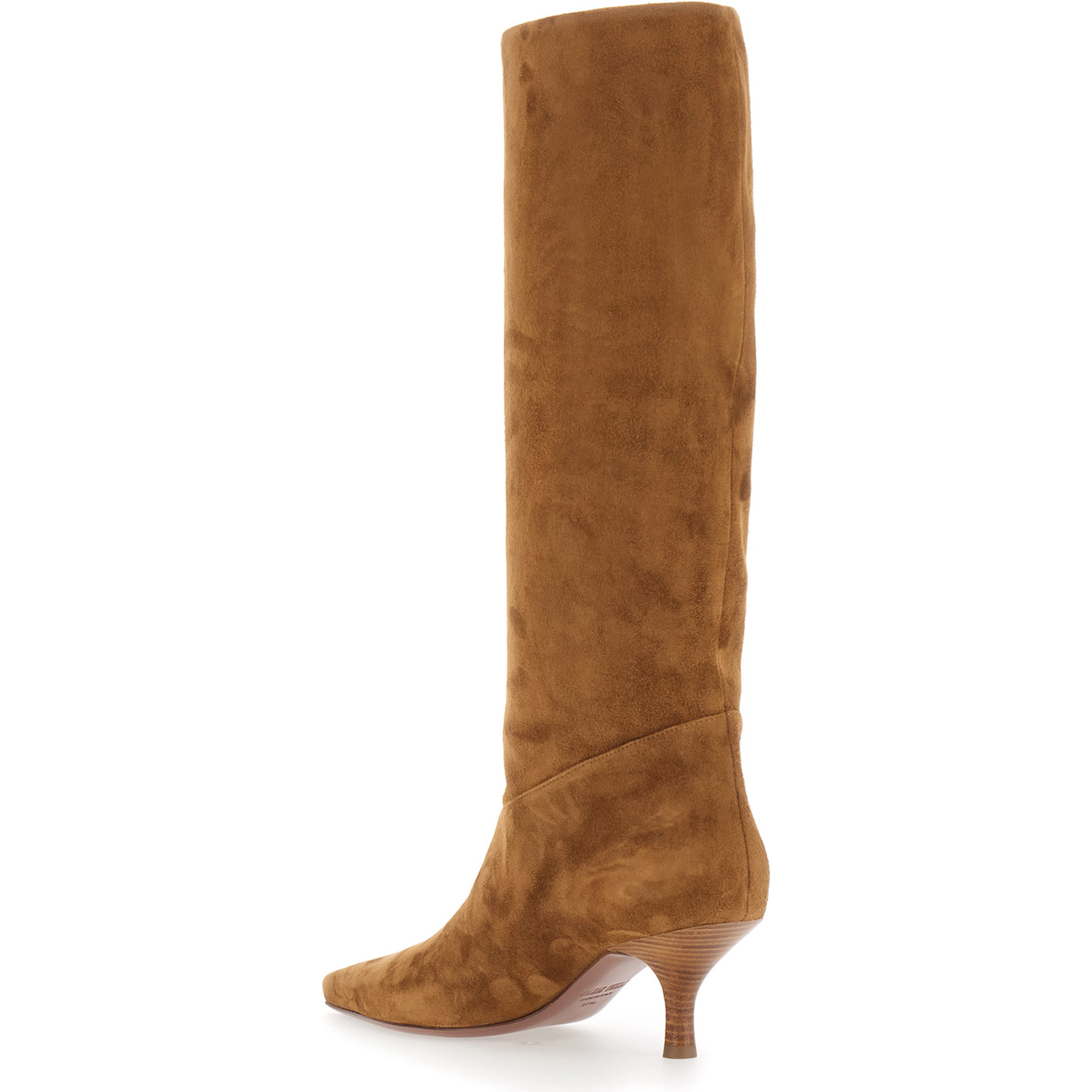 Rose Brown Boots with Pointed Toe and High Heel in Suede for Women