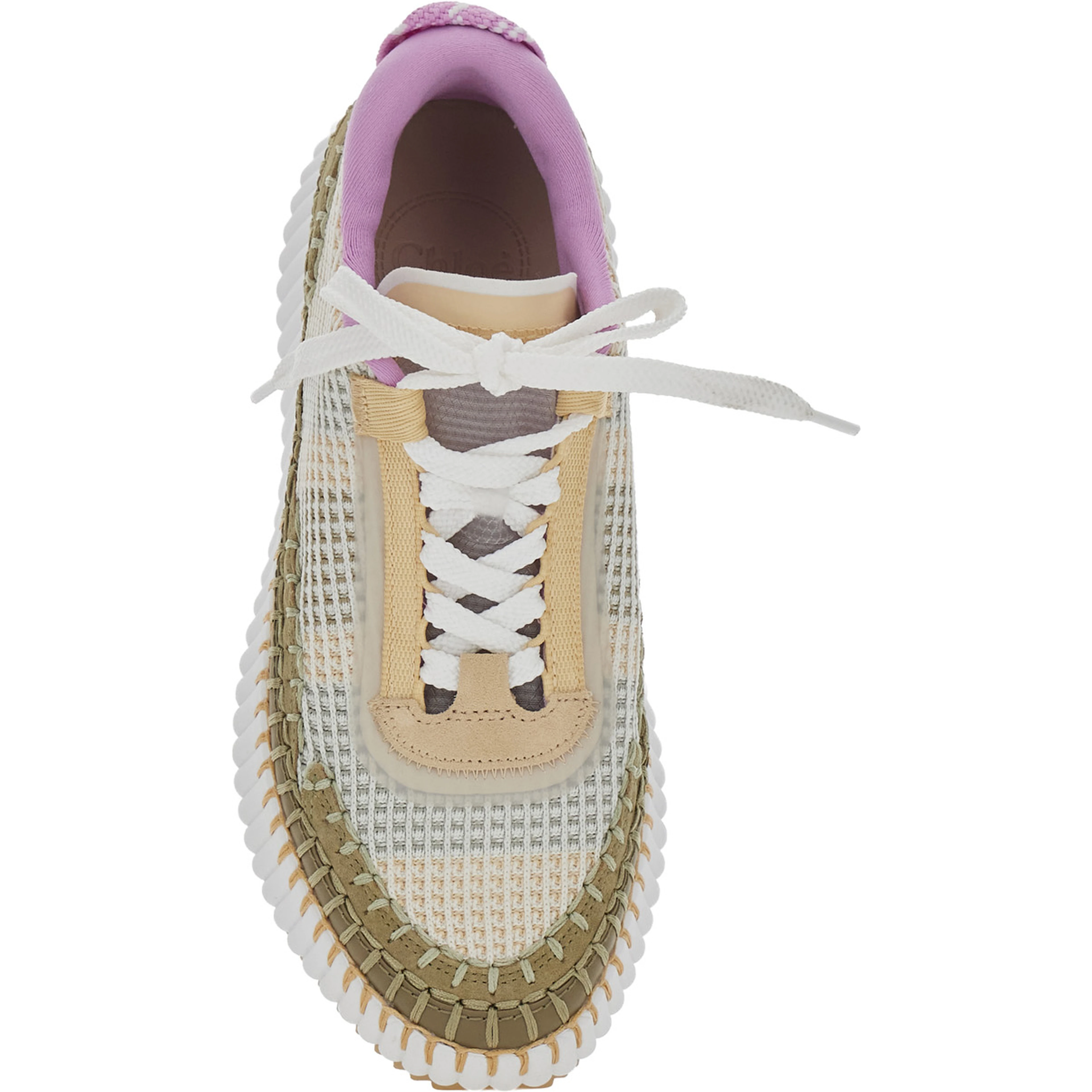 Nama Beige Sneakers with High Platform and Contrasting Details in Suede for Women