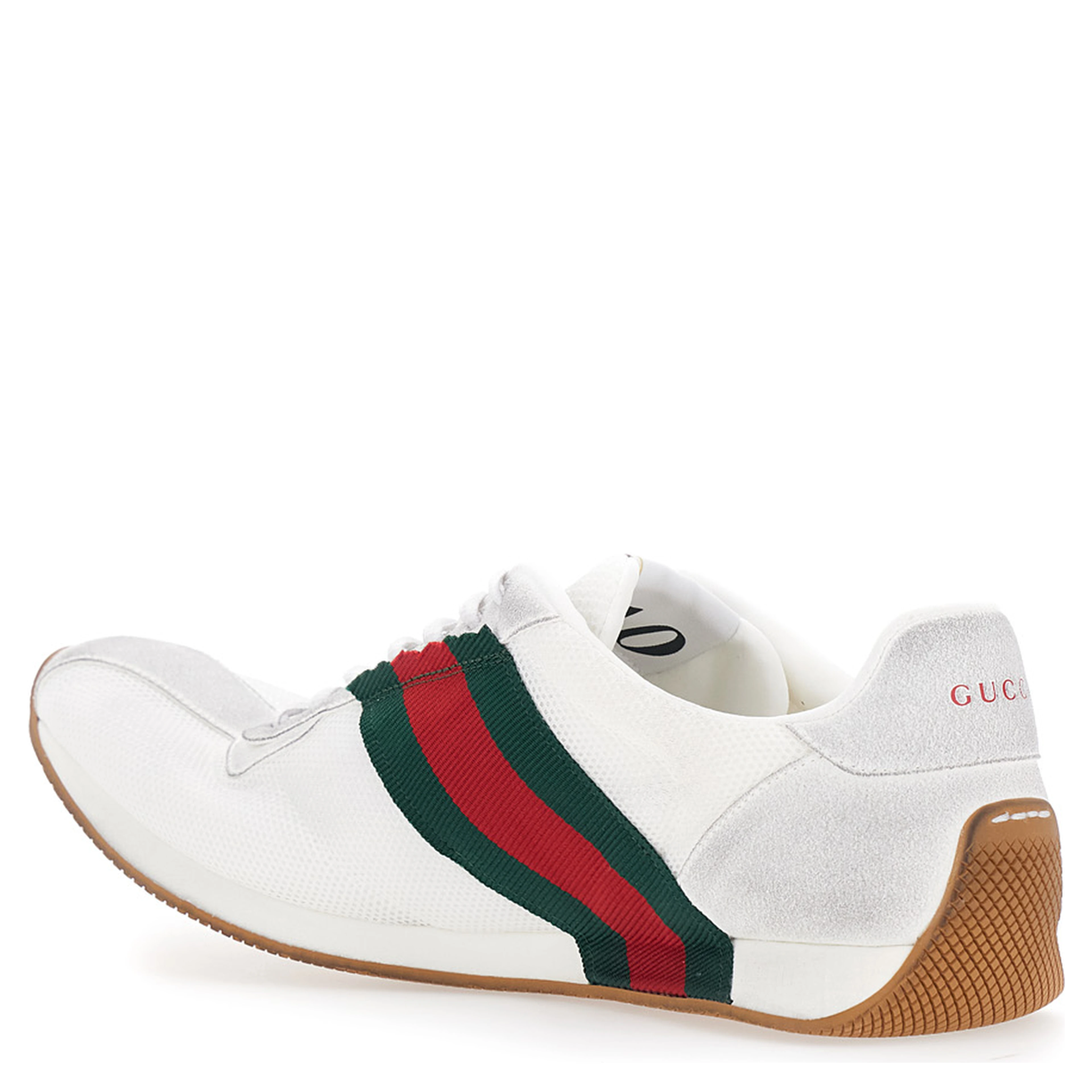 Tempo White Sneakers with raised toe and lateral Web Stripe band in leather and fabric Men