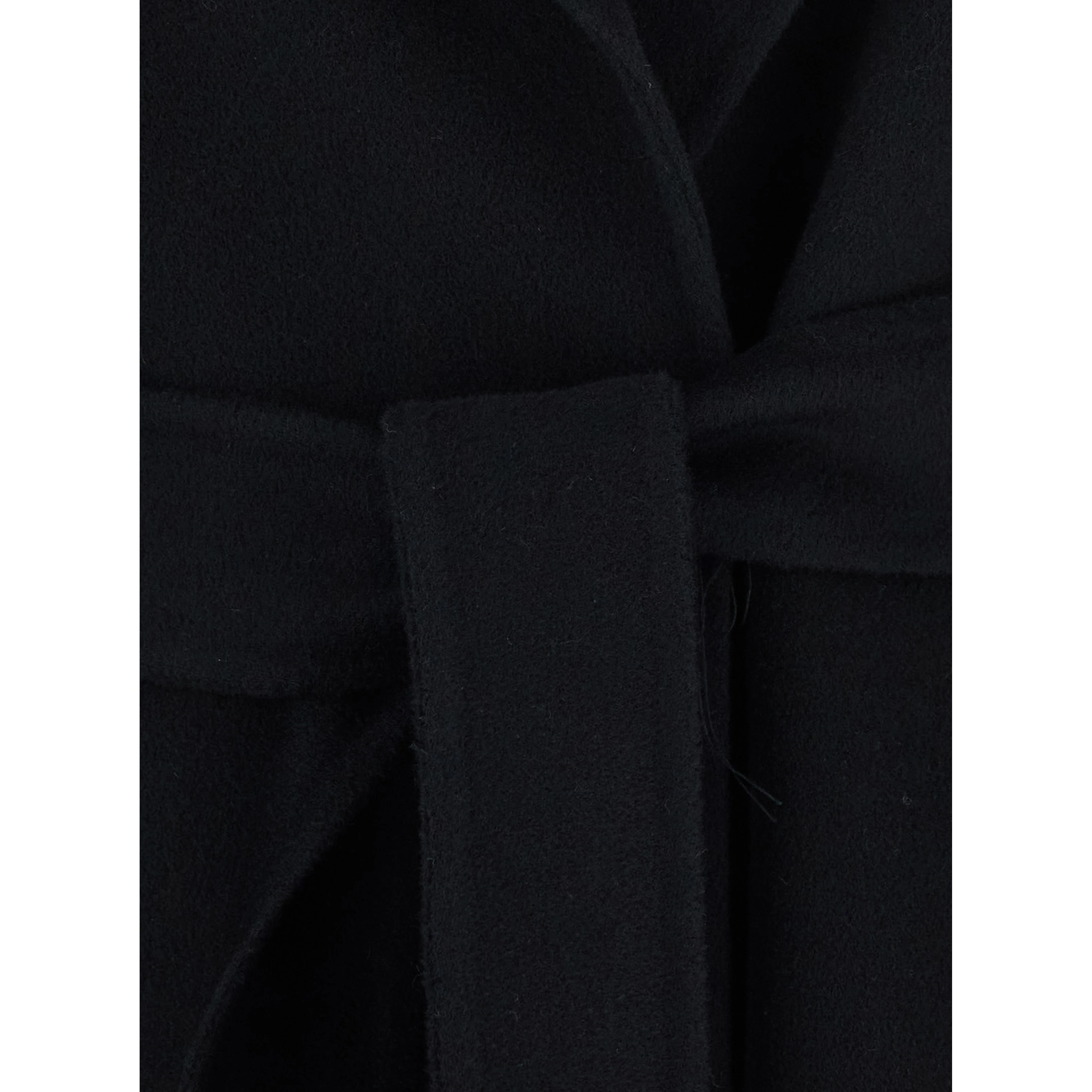 Poldo Black Coat with Notched revers and front belt closure in wool for women