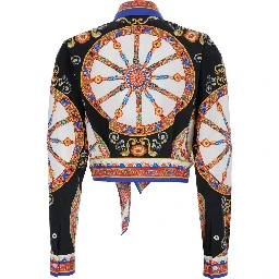 multicolor Shirt with Carretto all-over print in cotton poplin for women