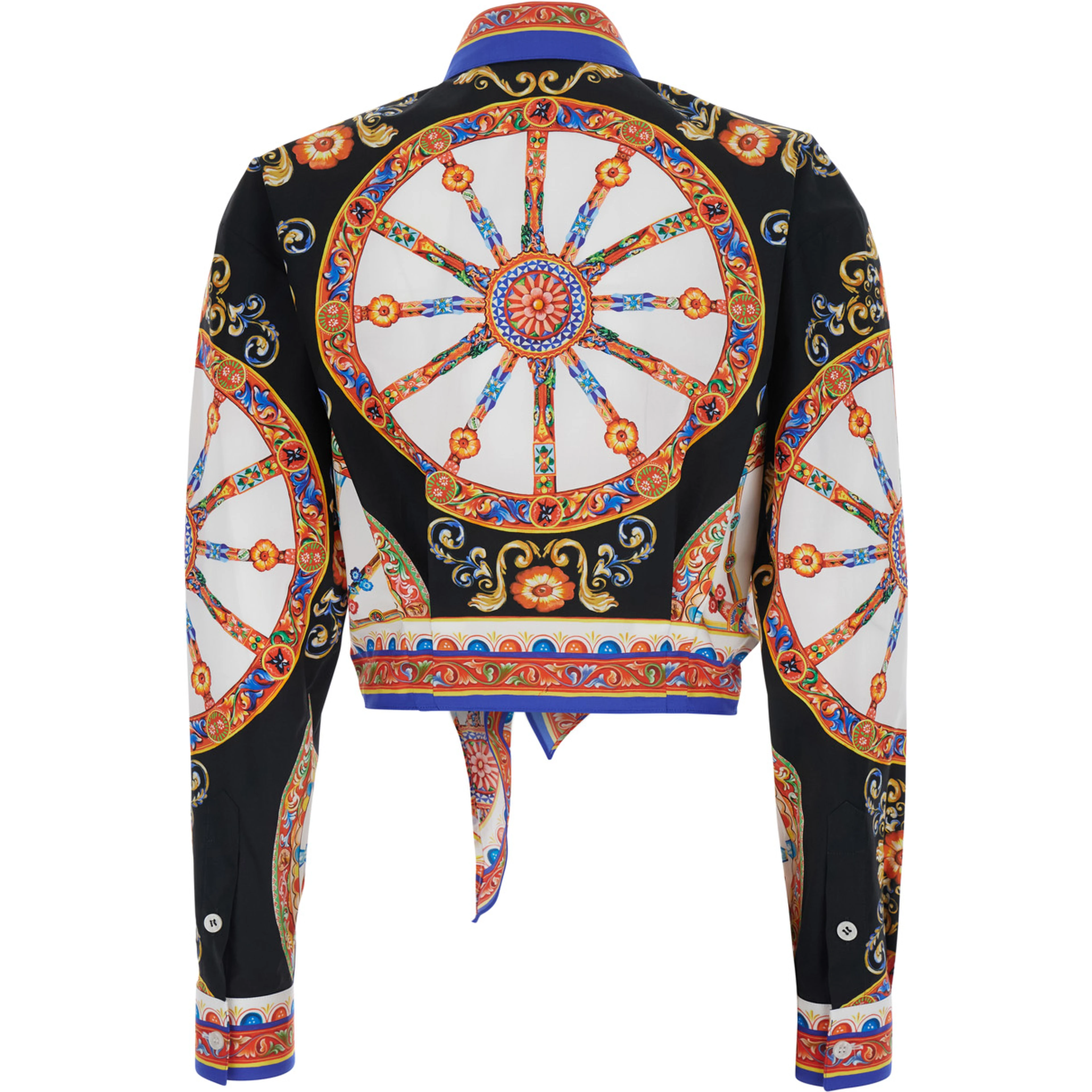 multicolor Shirt with Carretto all-over print in cotton poplin for women