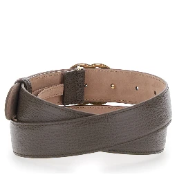 Brown Belt with GG Plate on the Front in Leather for Women