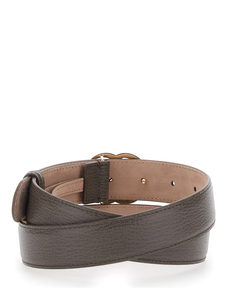 Brown Belt with GG Plate on the Front in Leather for Women alternative