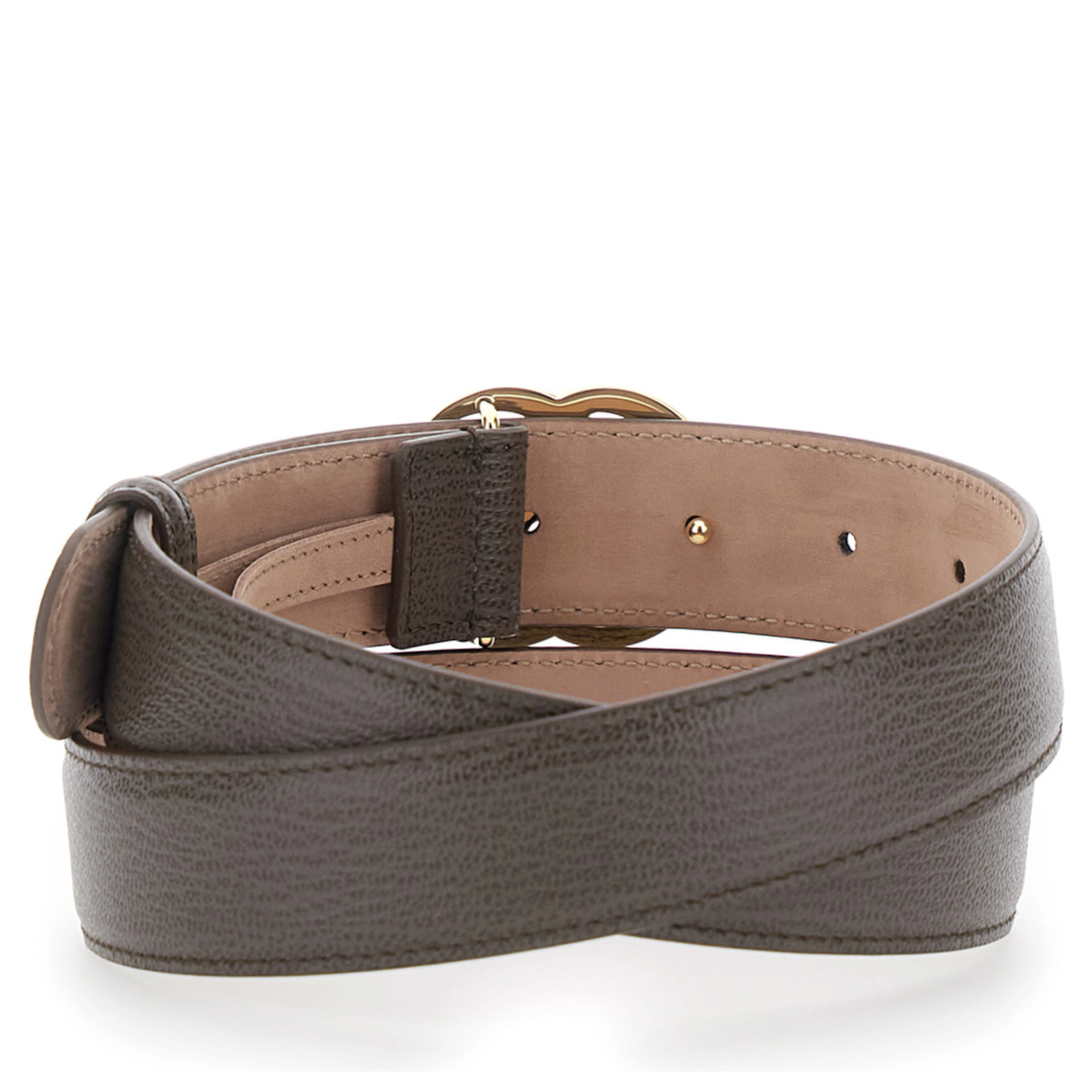 Brown Belt with GG Plate on the Front in Leather for Women