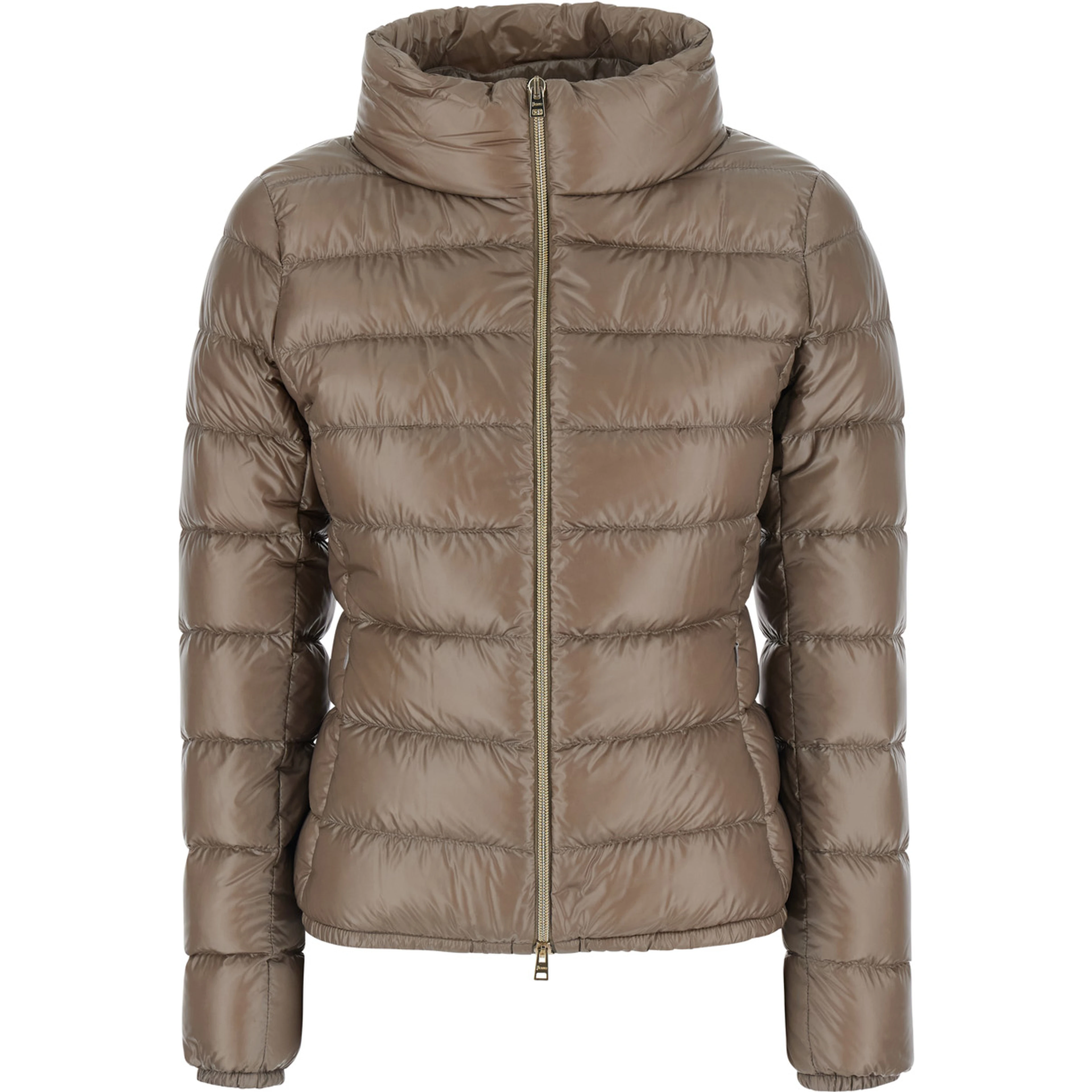 Giada Beige Down jacket with Removable Hood in Tech Fabric for Women