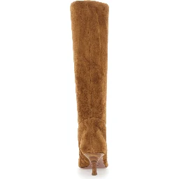 Rose Brown Boots with Pointed Toe and High Heel in Suede for Women