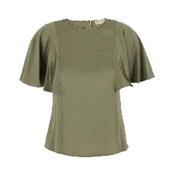Green  Top with keyhole closure on the back and short sleeves in Tech Fabric for women