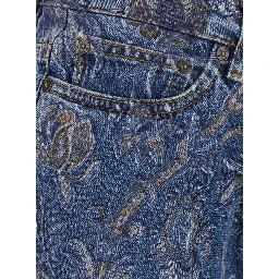 Multicolor Flared Jeans with All-Over Print in Denim for Women