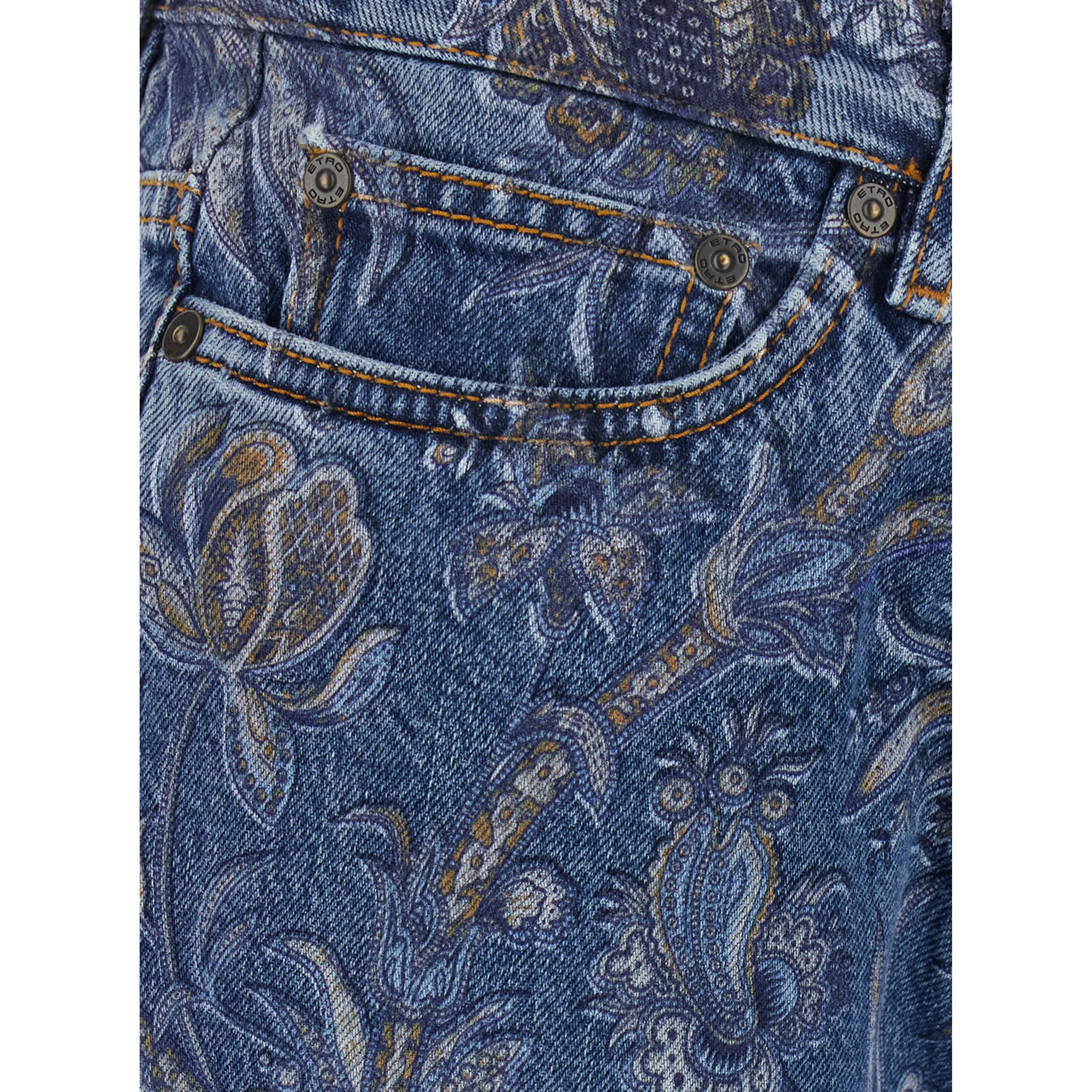 Multicolor Flared Jeans with All-Over Print in Denim for Women