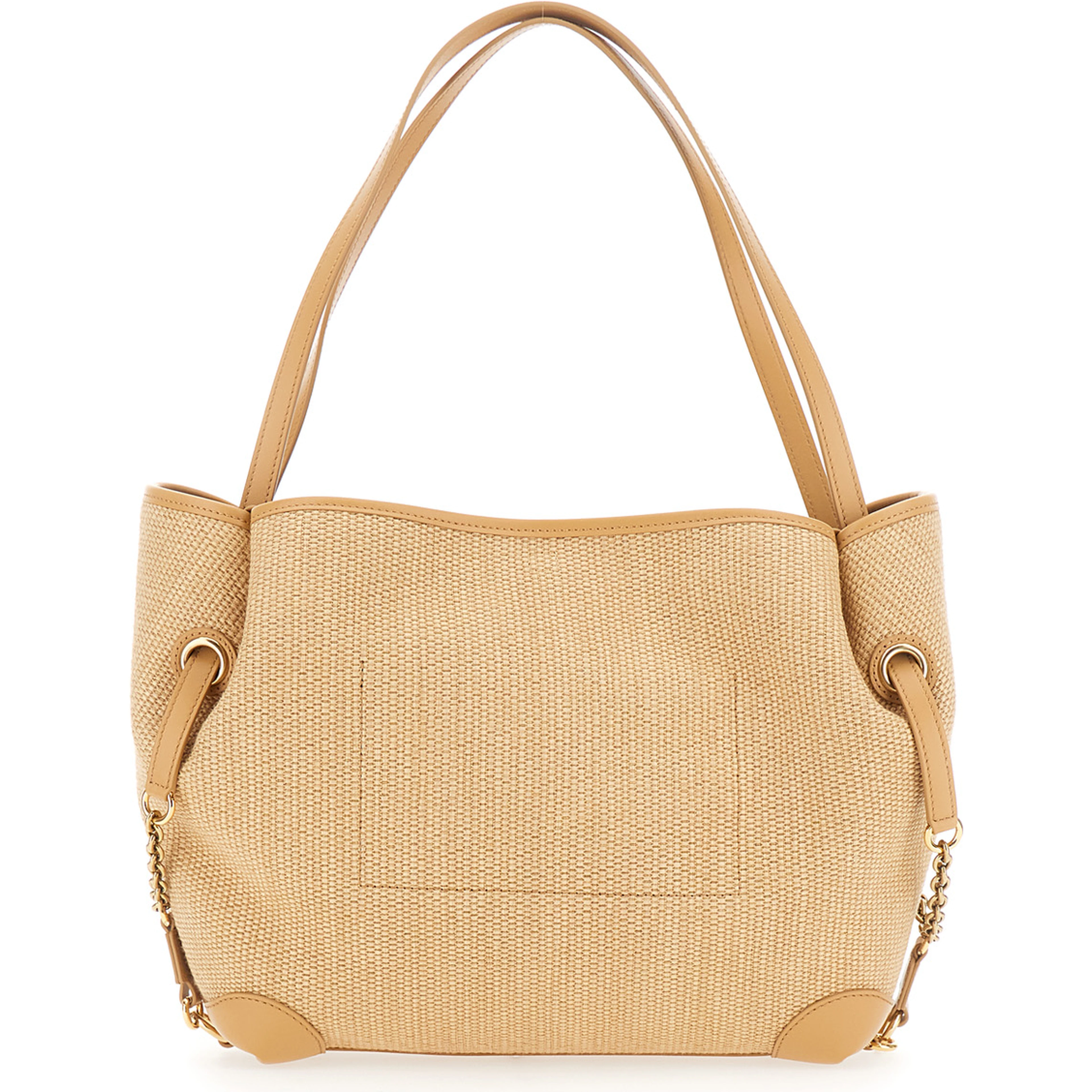 Chloe Clover Beige tote bag with Logo Lettering on the Front and Adjustable Chain Strap in Fabric for Women