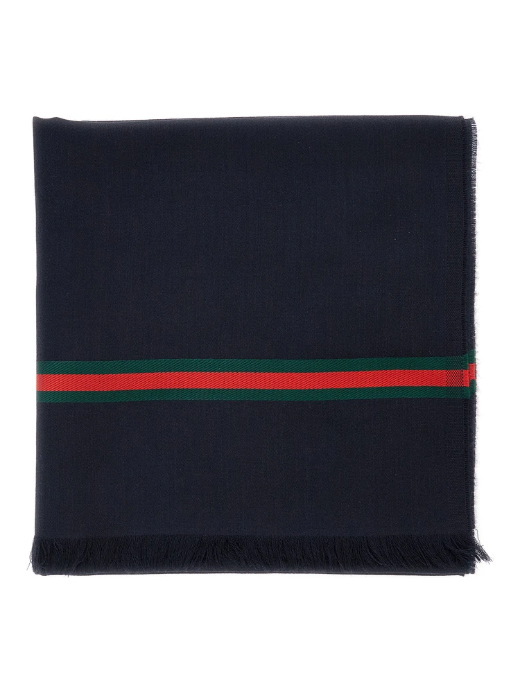 Blue Scarf with Web Detail in Silk Twill for Men