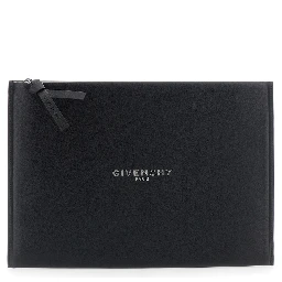 Antigona Black Clutch with logo lettering on the front in leather for women