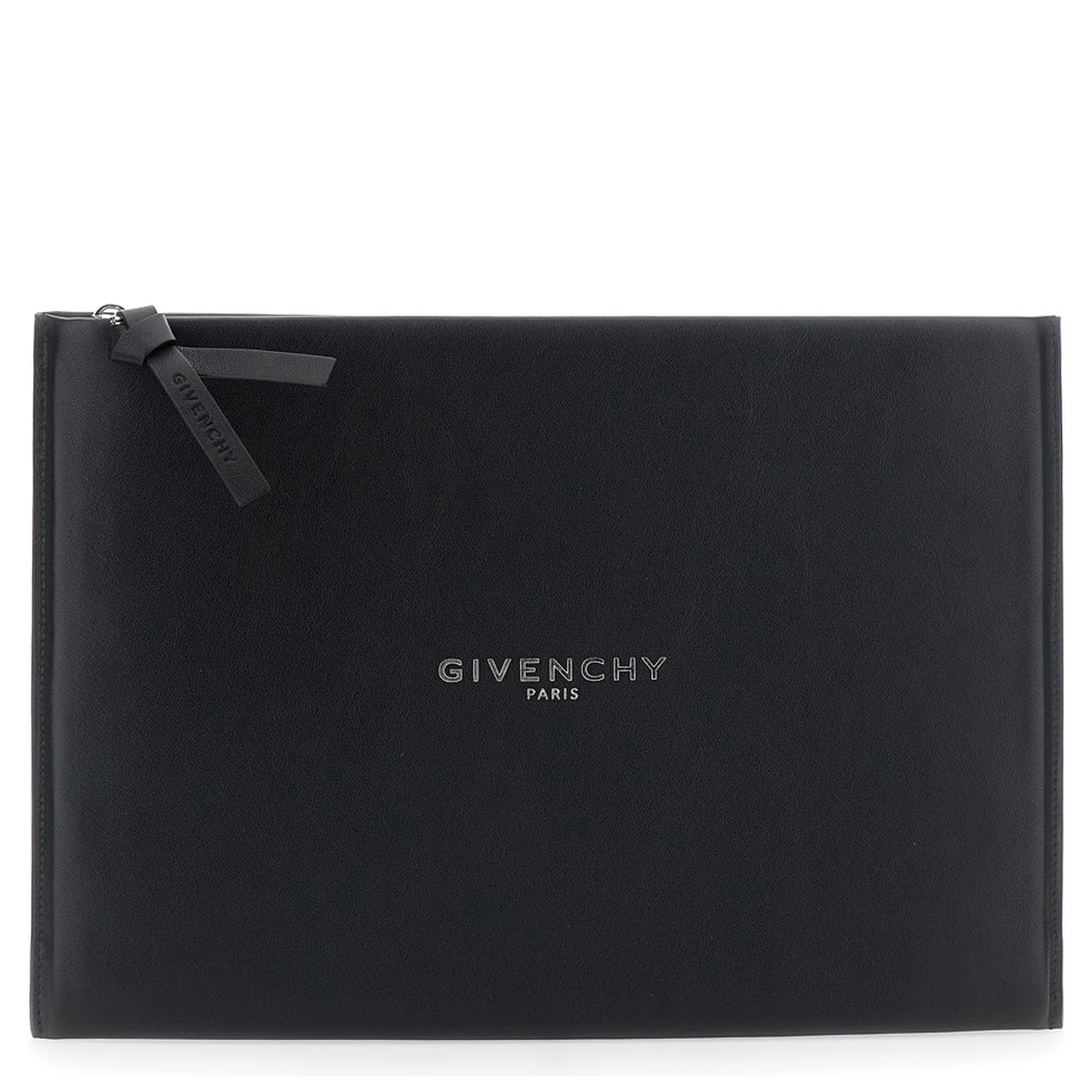 Antigona Black Clutch with logo lettering on the front in leather for women