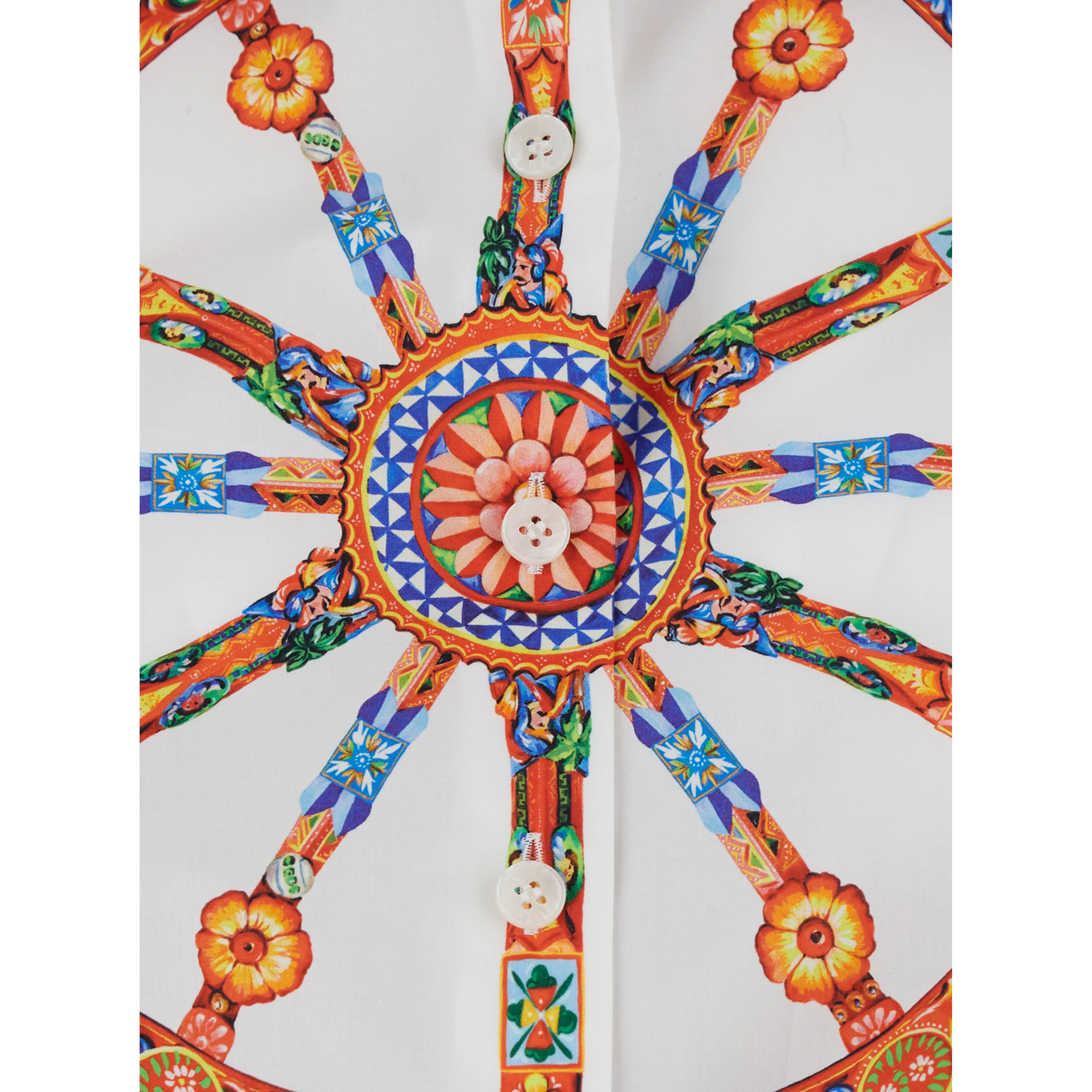 multicolor Shirt with Carretto all-over print in cotton poplin for women