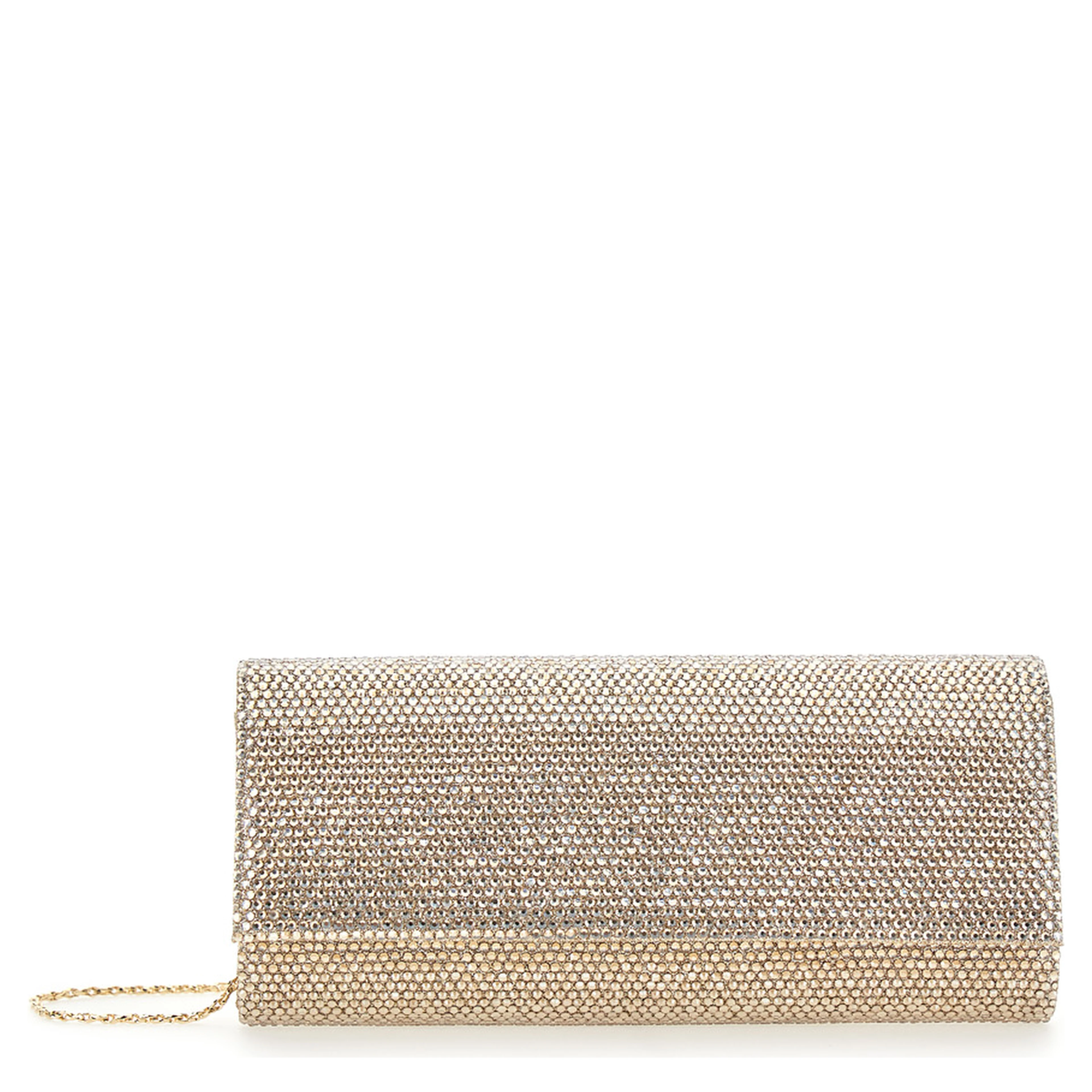 FRENCH 75 Clutch full strass with thin metallic shoulder strap for women