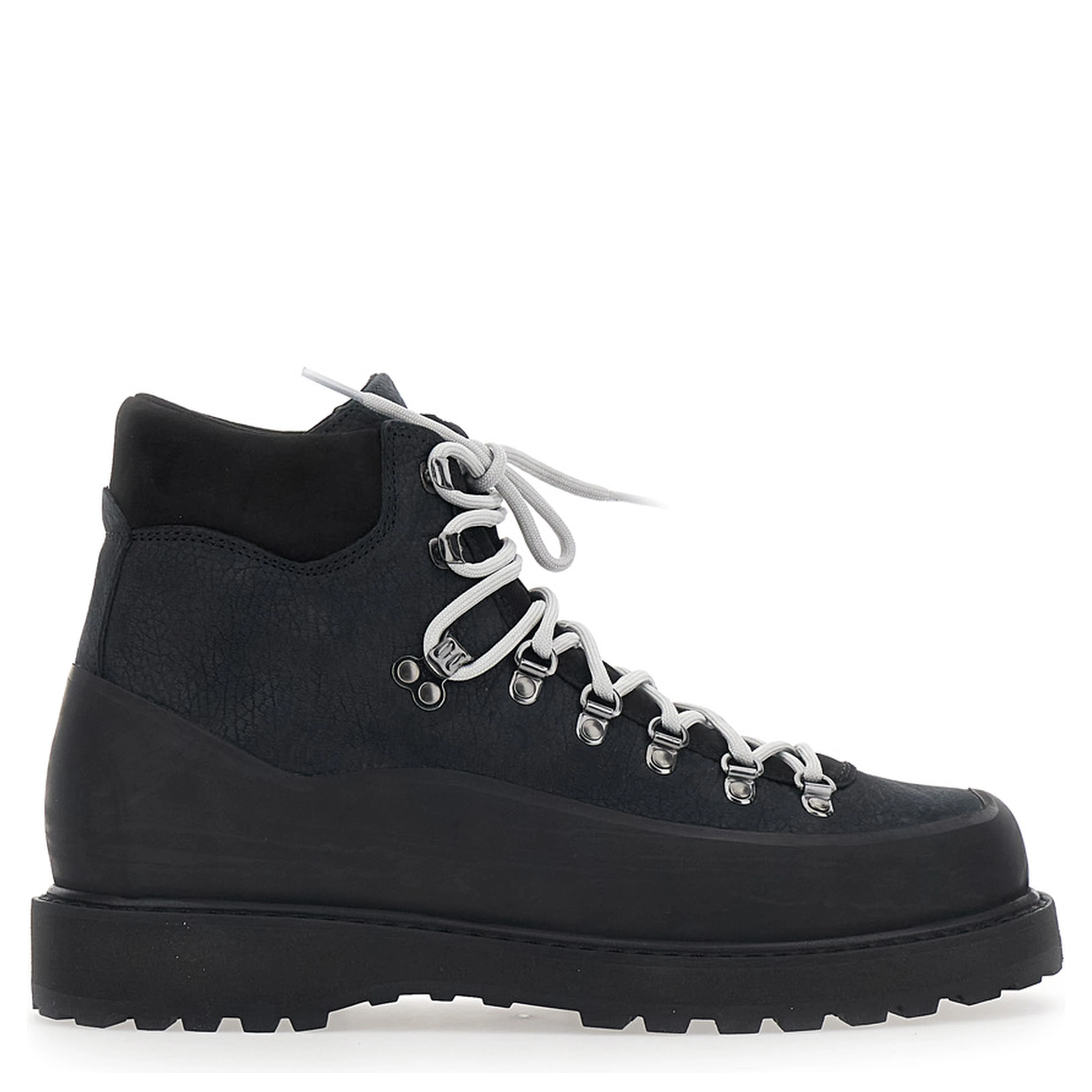 Black Ankle Boots with Rubber Lug Sole in Leather for Men