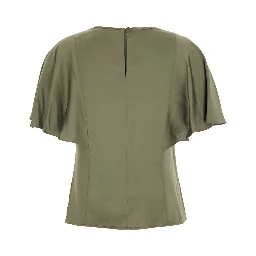 Green  Top with keyhole closure on the back and short sleeves in Tech Fabric for women