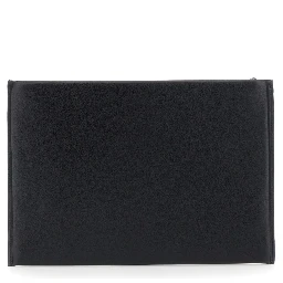 Antigona Black Clutch with logo lettering on the front in leather for women