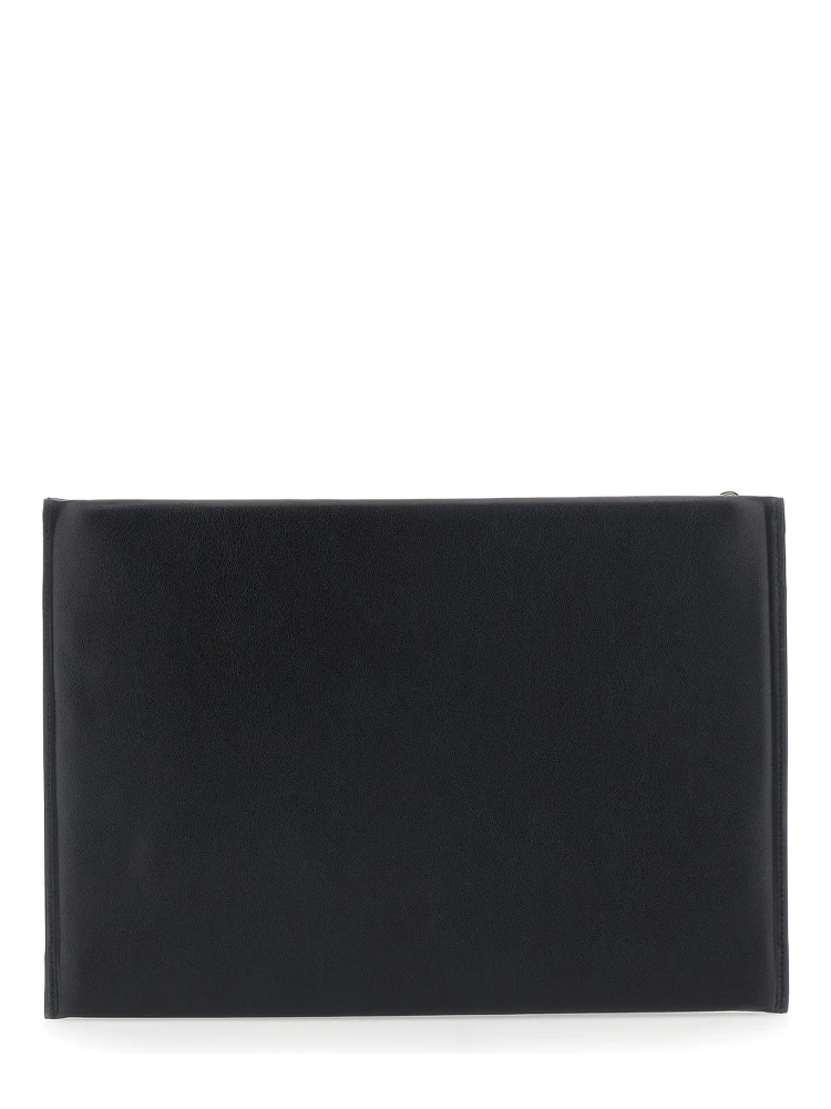 Antigona Black Clutch with logo lettering on the front in leather for women alternative