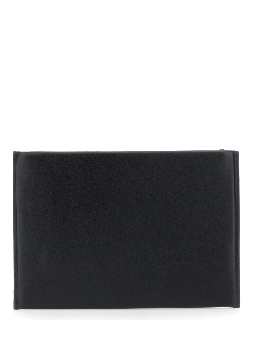 Antigona Black Clutch with logo lettering on the front in leather for women