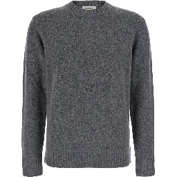 Grey Crewneck sweater with ribbed details in Blend wool men