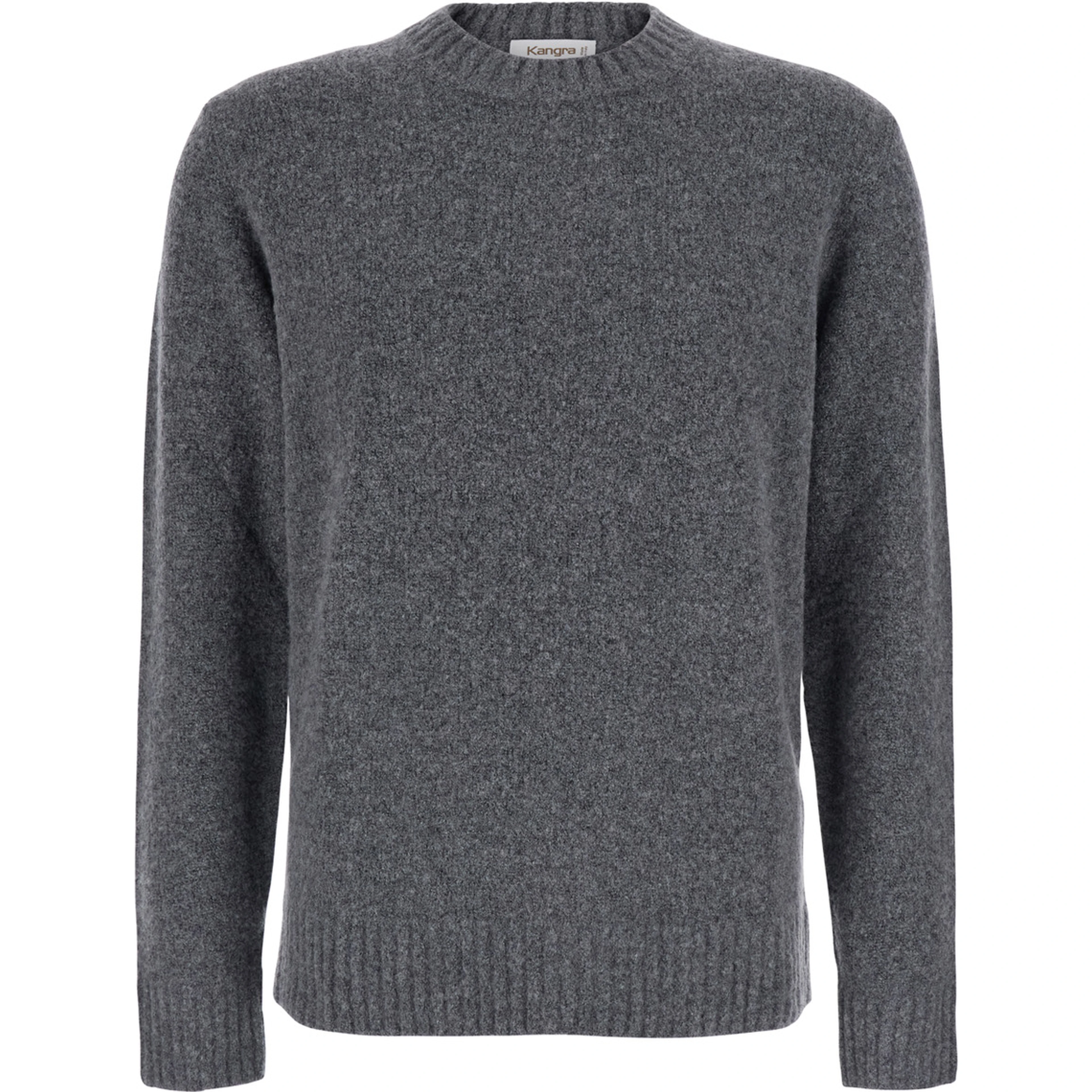 Grey Crewneck sweater with ribbed details in Blend wool men
