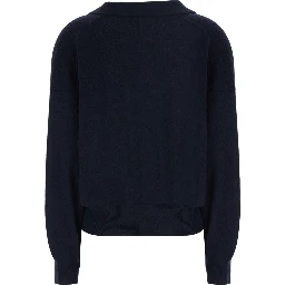 Katriel blue Sweater with polo collar and ribbed details in cashmere women