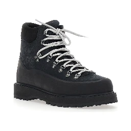 Black Ankle Boots with Rubber Lug Sole in Leather for Men