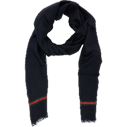 Blue Scarf with Web Detail in Silk Twill for Men