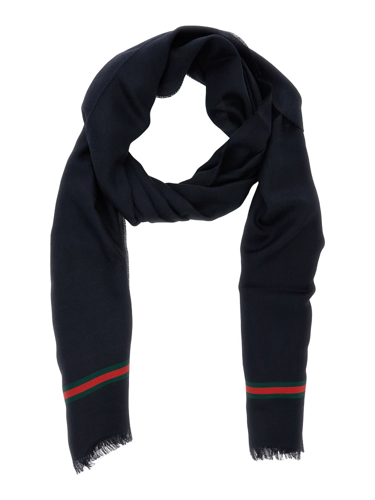 Blue Scarf with Web Detail in Silk Twill for Men alternative