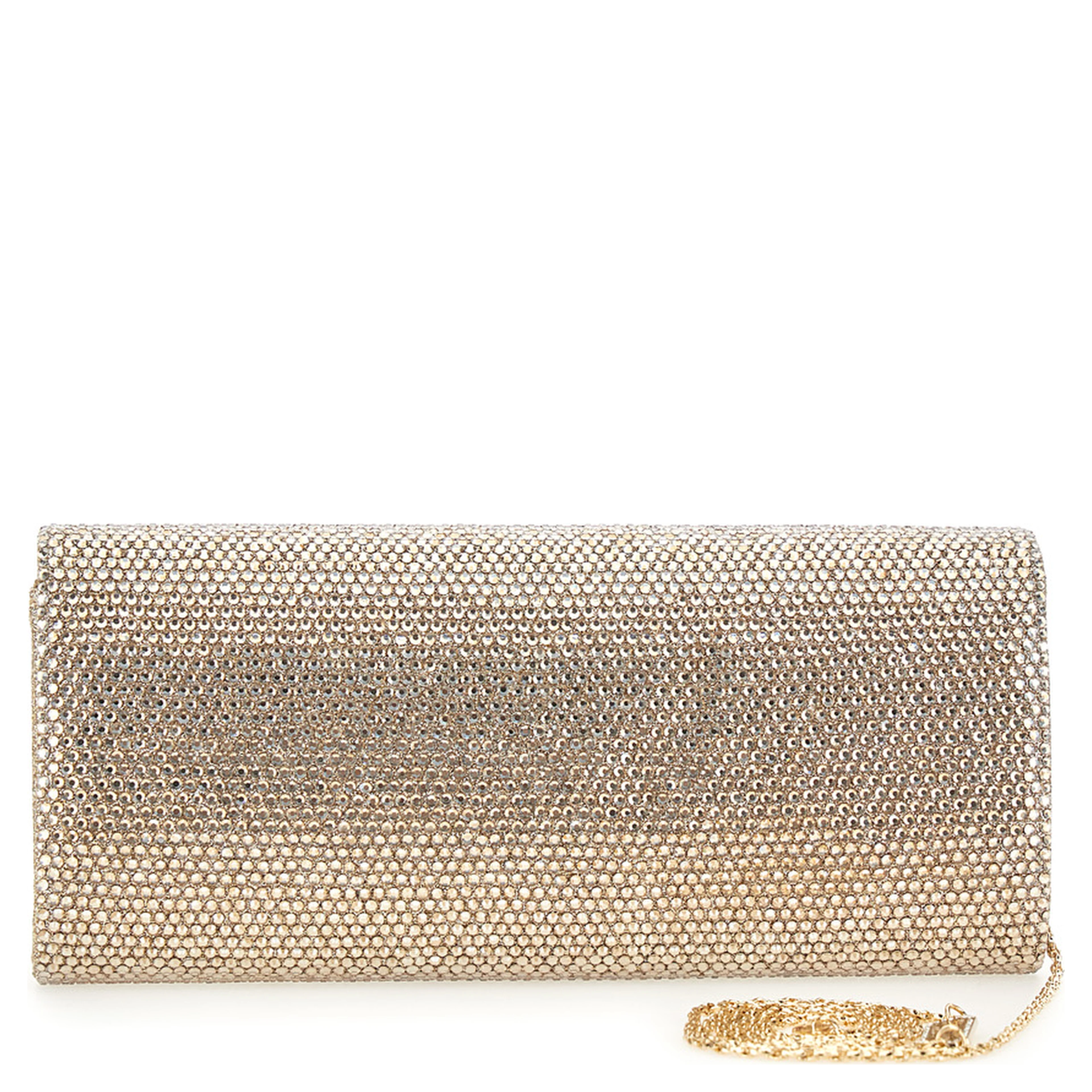 FRENCH 75 Clutch full strass with thin metallic shoulder strap for women