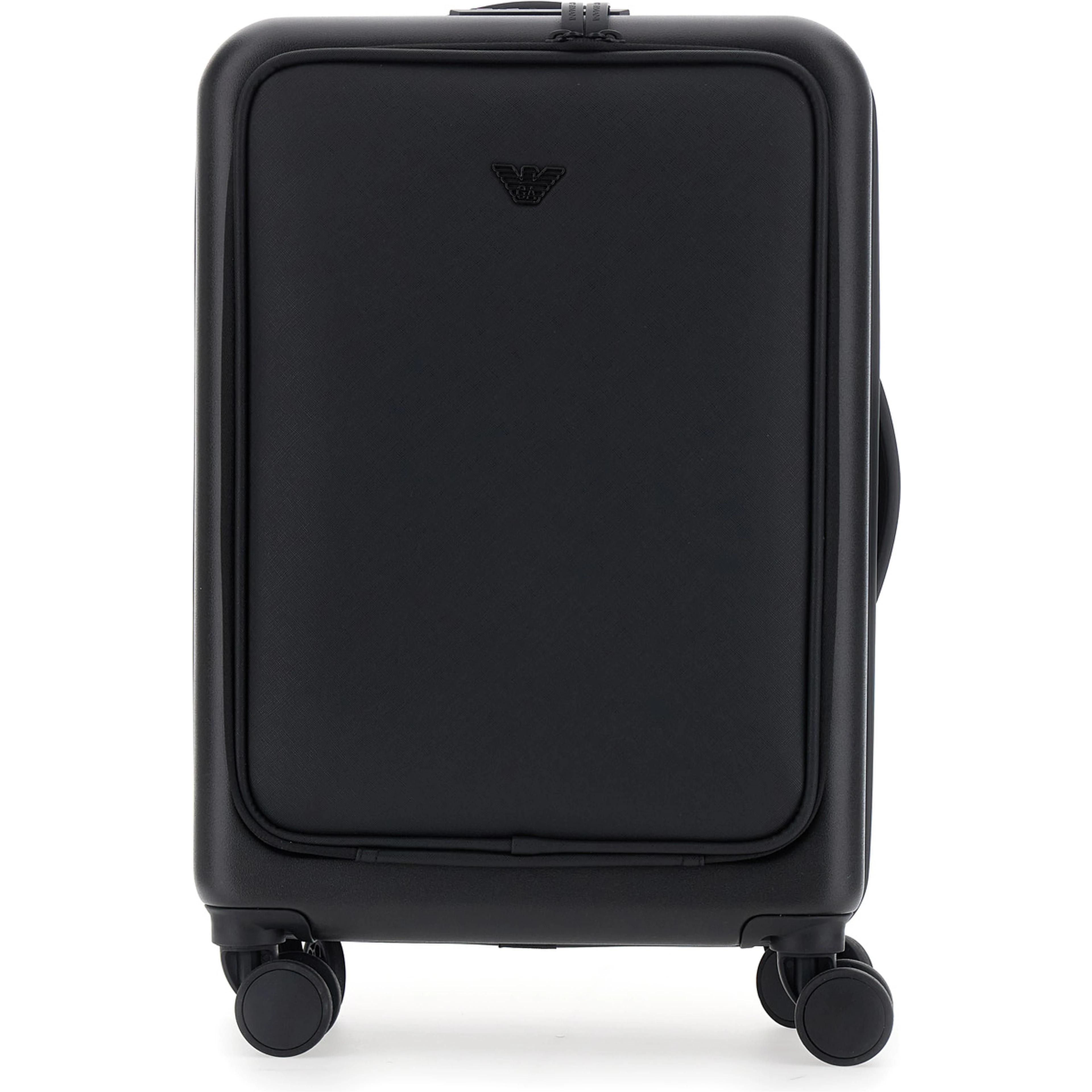 black Trolley suitcase with logo patch on the front in fabric for Men
