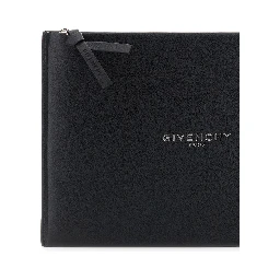 Antigona Black Clutch with logo lettering on the front in leather for women