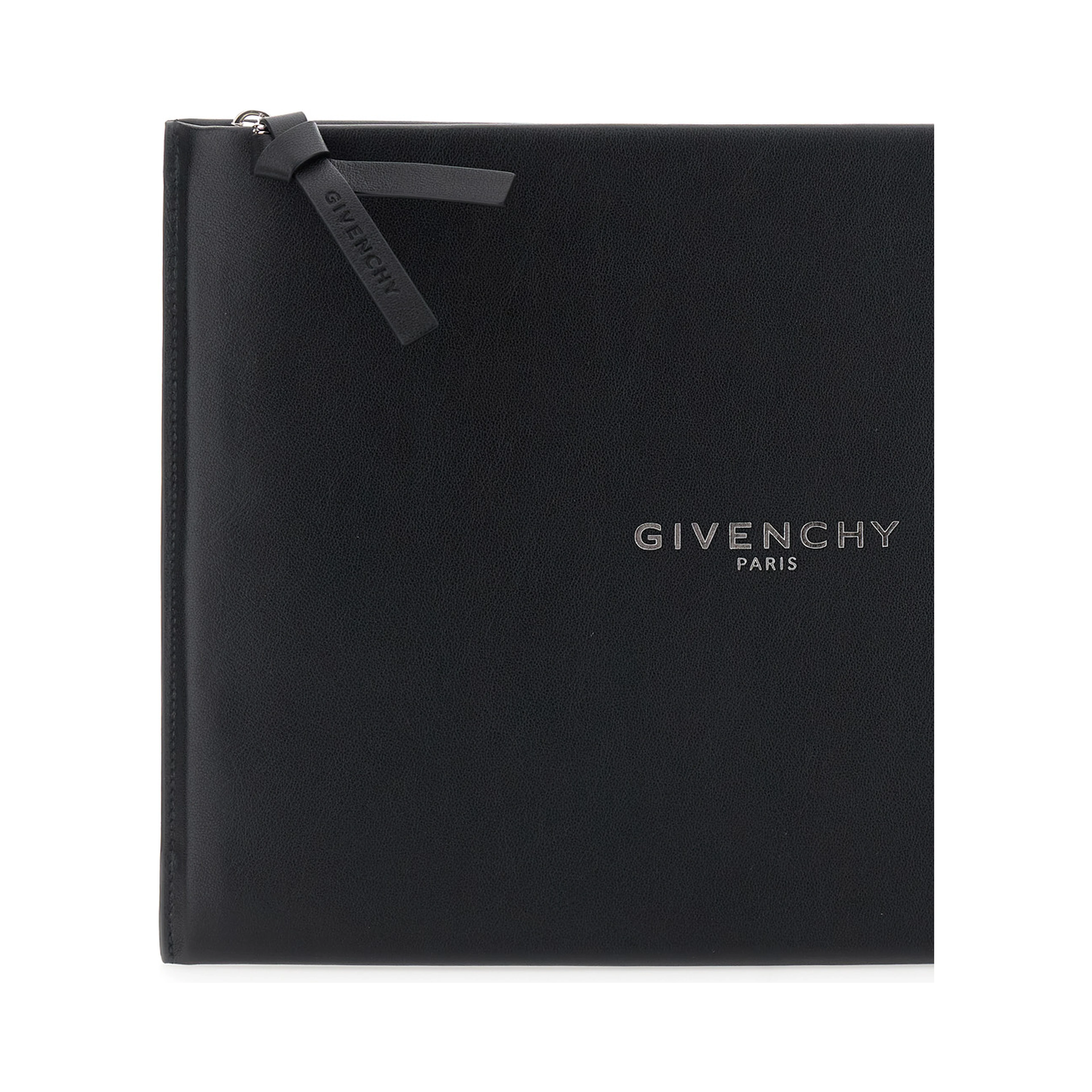 Antigona Black Clutch with logo lettering on the front in leather for women