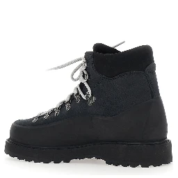 Black Ankle Boots with Rubber Lug Sole in Leather for Men