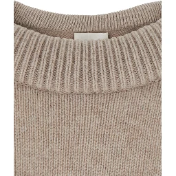 Doria Beige Sweater with wide neckline and Off-shoulder design in cashmere for women
