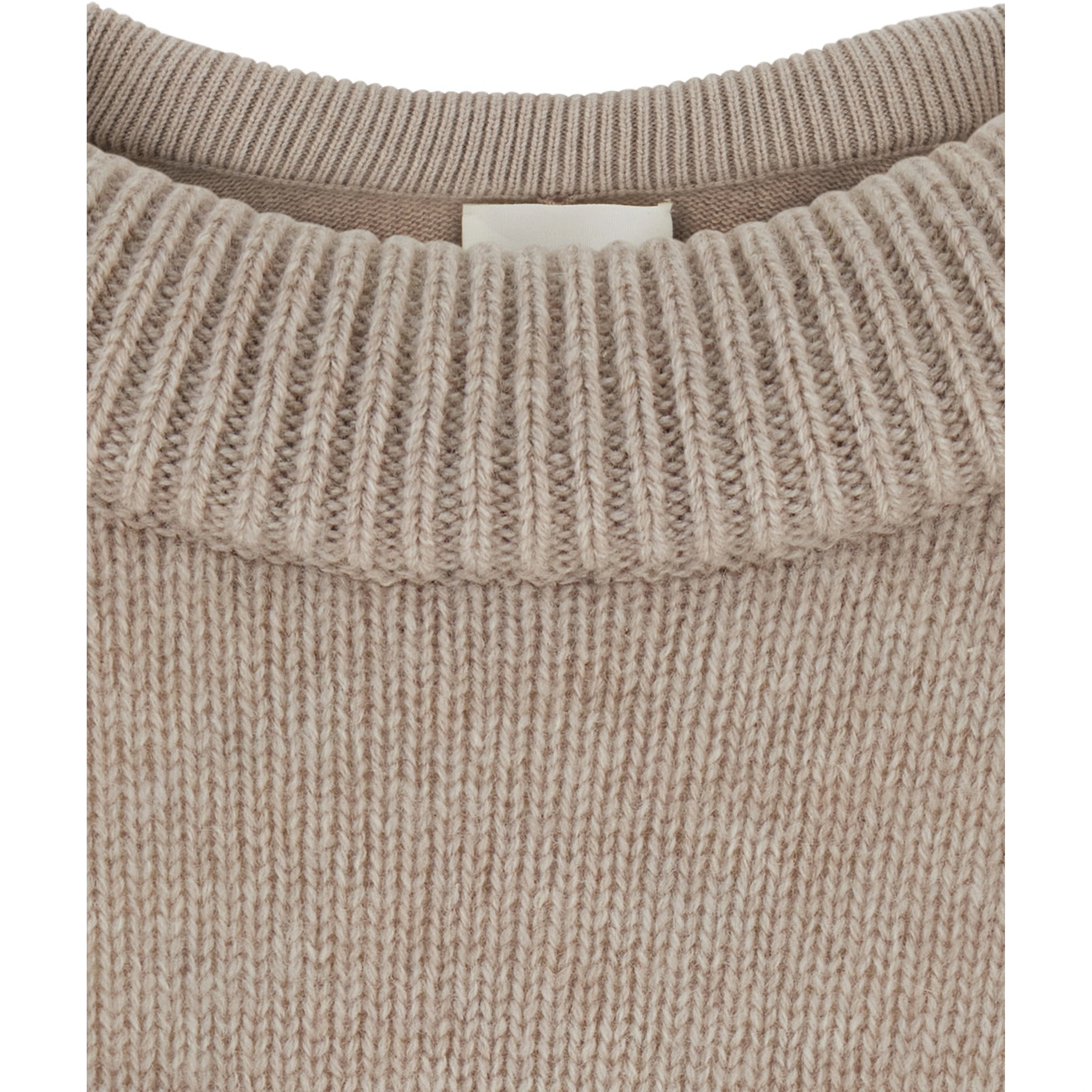 Doria Beige Sweater with wide neckline and Off-shoulder design in cashmere for women