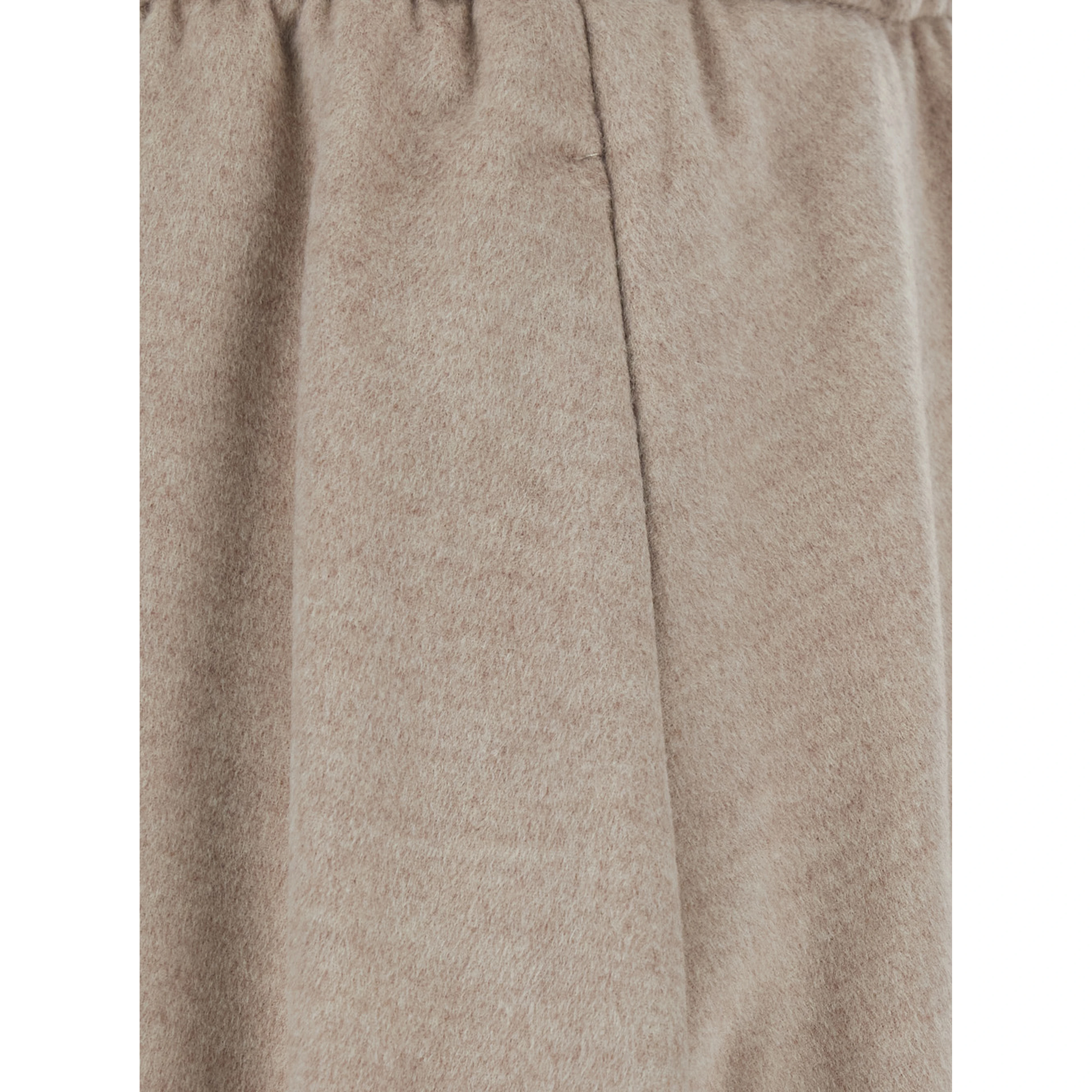 beige Skirt with elasticated waistband and drawstring in flannel for women