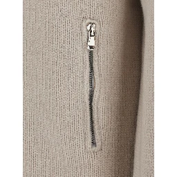 white Cardigan with high collar and zip closure in merino wool for men