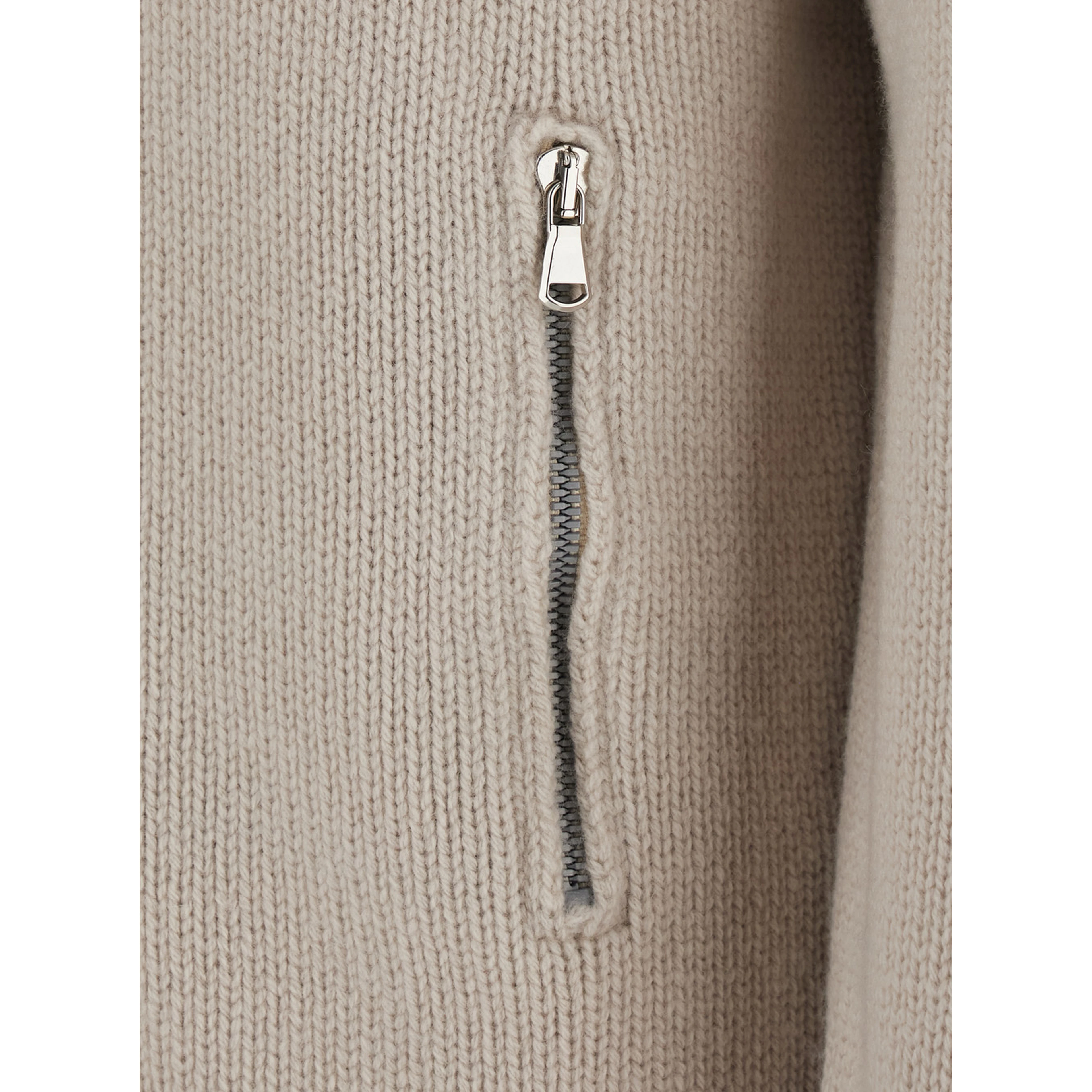 white Cardigan with high collar and zip closure in merino wool for men