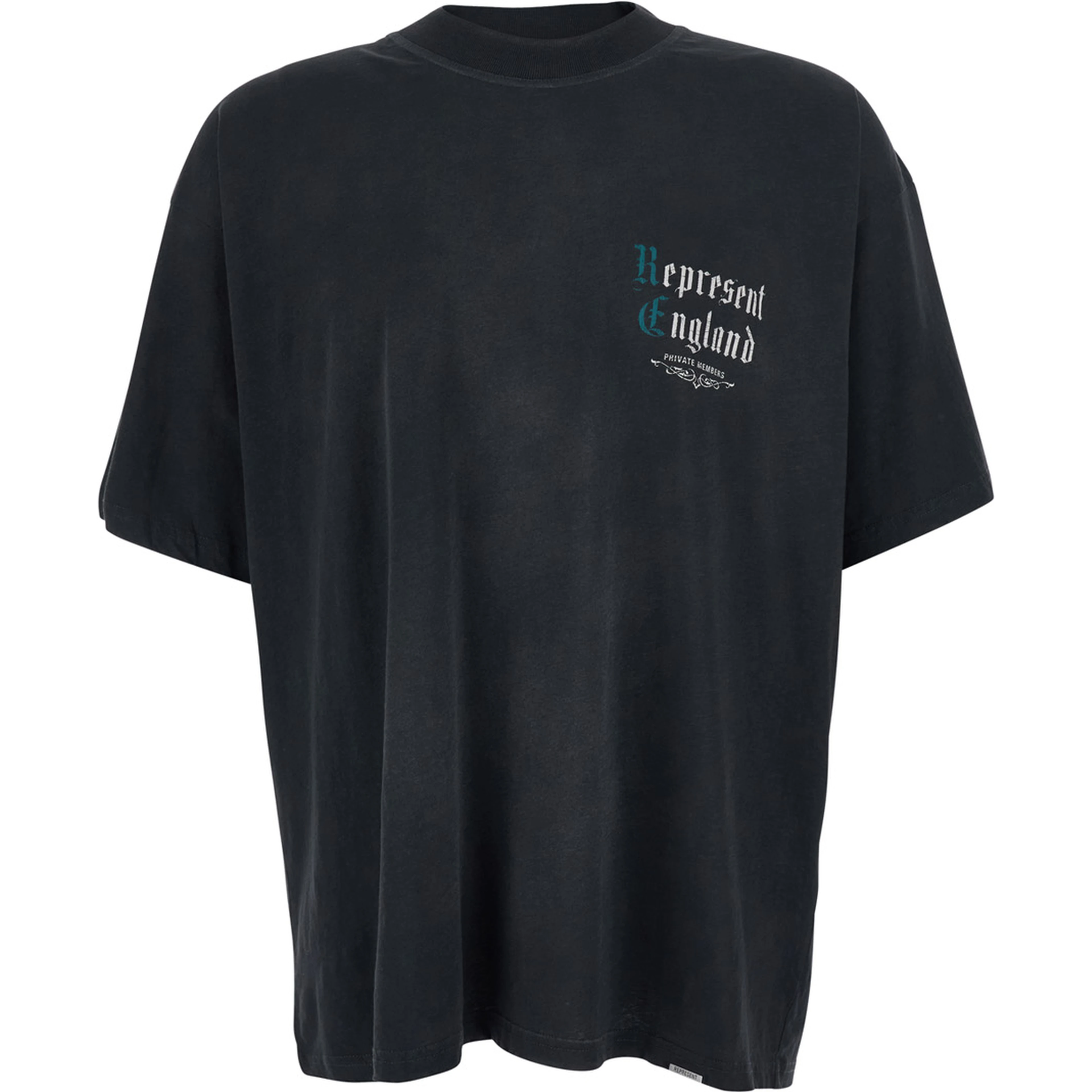Black Crew neck T-shirt with logo detail on the front and maxi print on the back in cotton for men