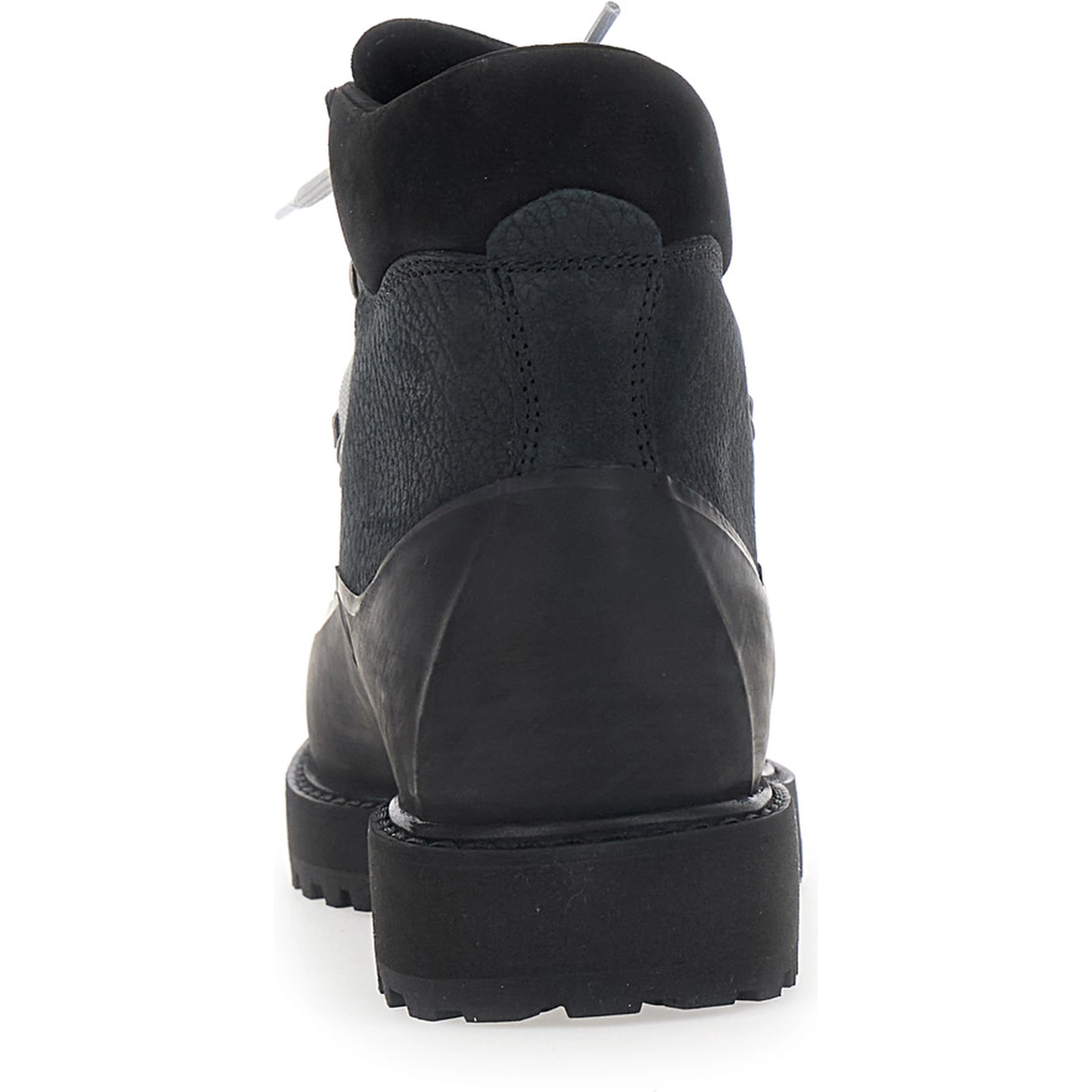 Black Ankle Boots with Rubber Lug Sole in Leather for Men