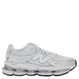2000 White Low Top Sneakers with Logo Patch on the Side in Leather and Tech Fabric Unisex