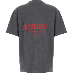 Faded Black T-Shirt with Logo on the Front and Maxi Logo on the Back in Cotton for Men