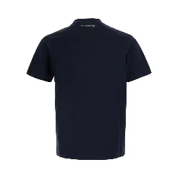 Black Crew Neck T-Shirt with Logo Lettering on Front and Back in Tech Fabric Stretch for Men