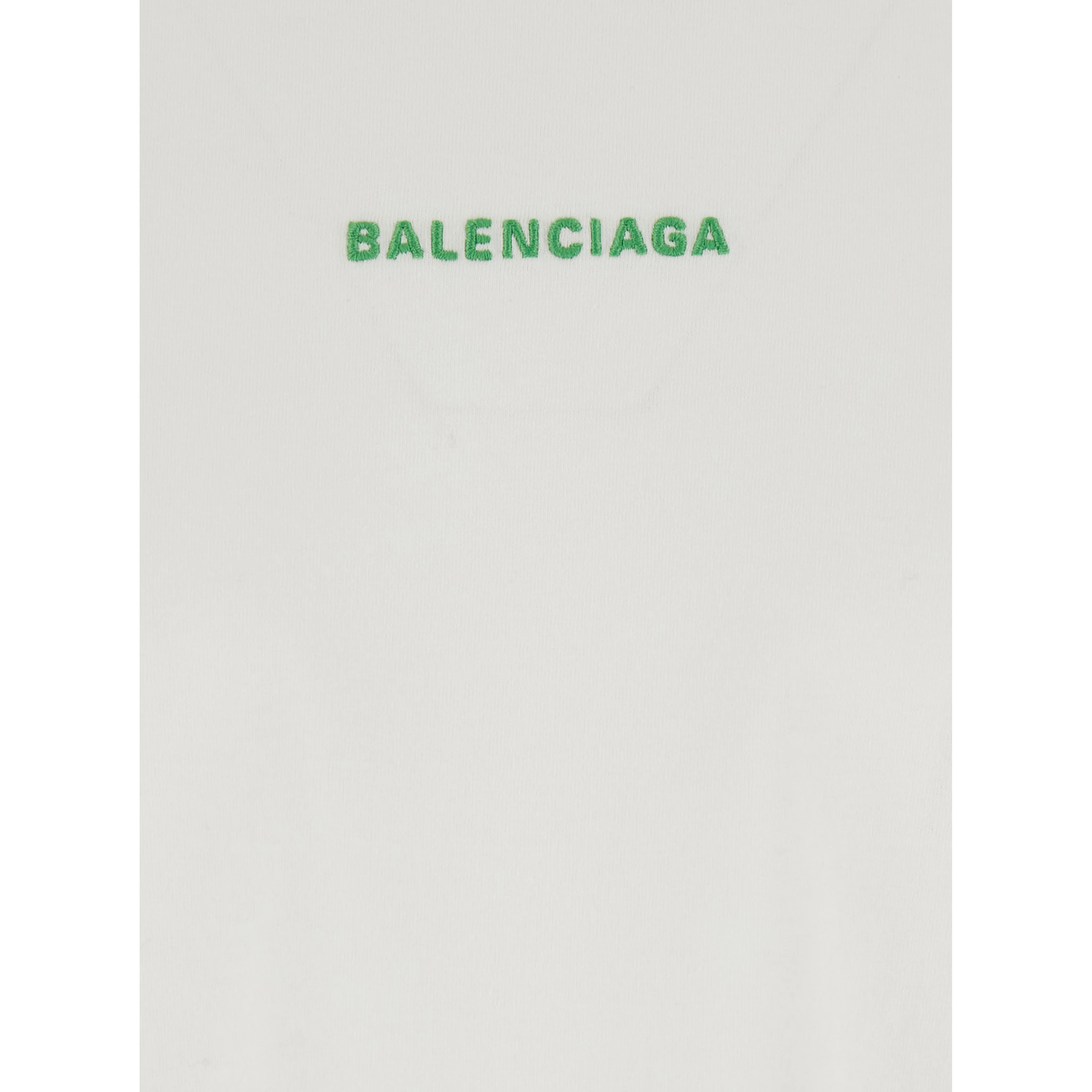 White Crew-Neck T-Shirt with Logo Lettering on Front and Back in Cotton for Men