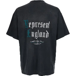 Black Crew neck T-shirt with logo detail on the front and maxi print on the back in cotton for men