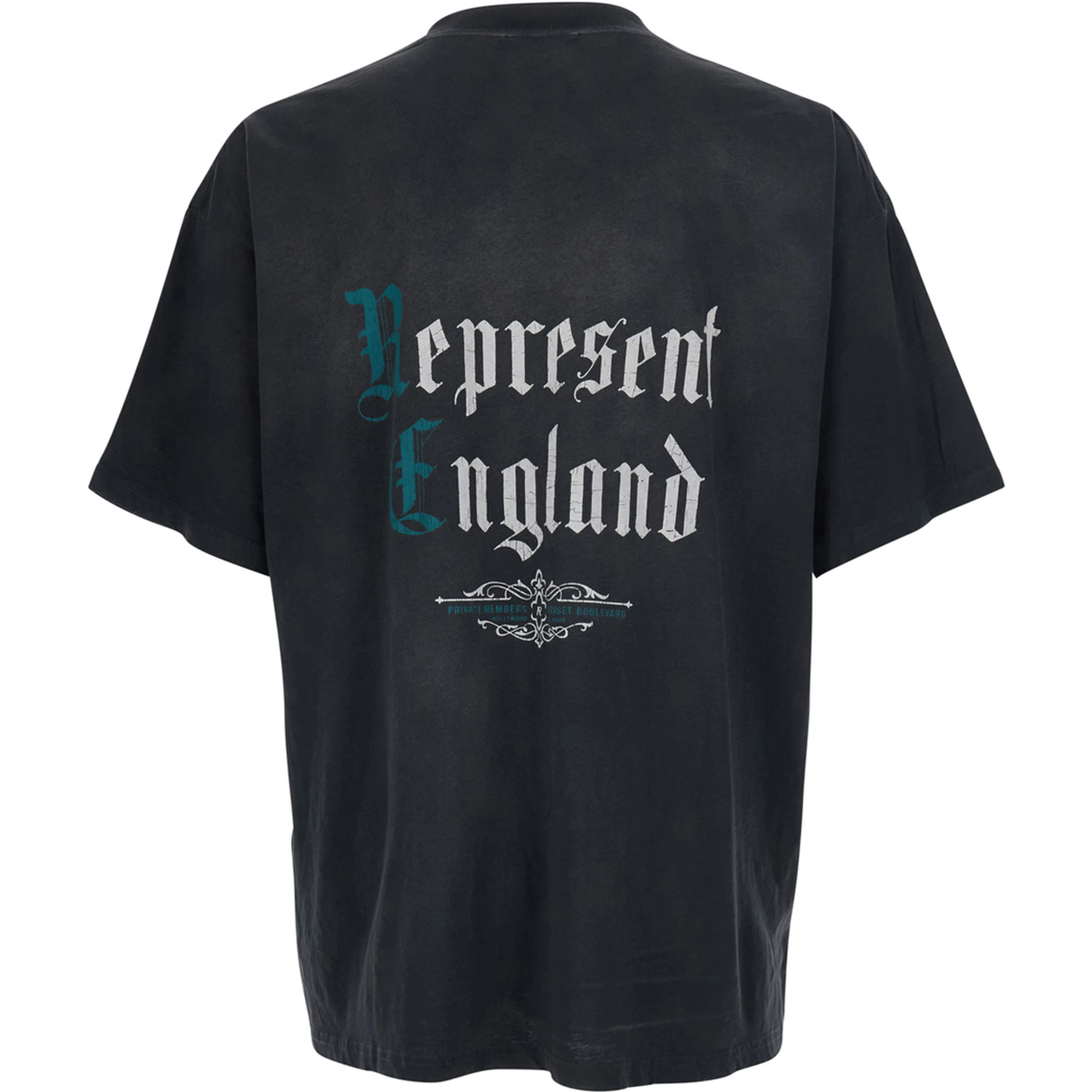 Black Crew neck T-shirt with logo detail on the front and maxi print on the back in cotton for men