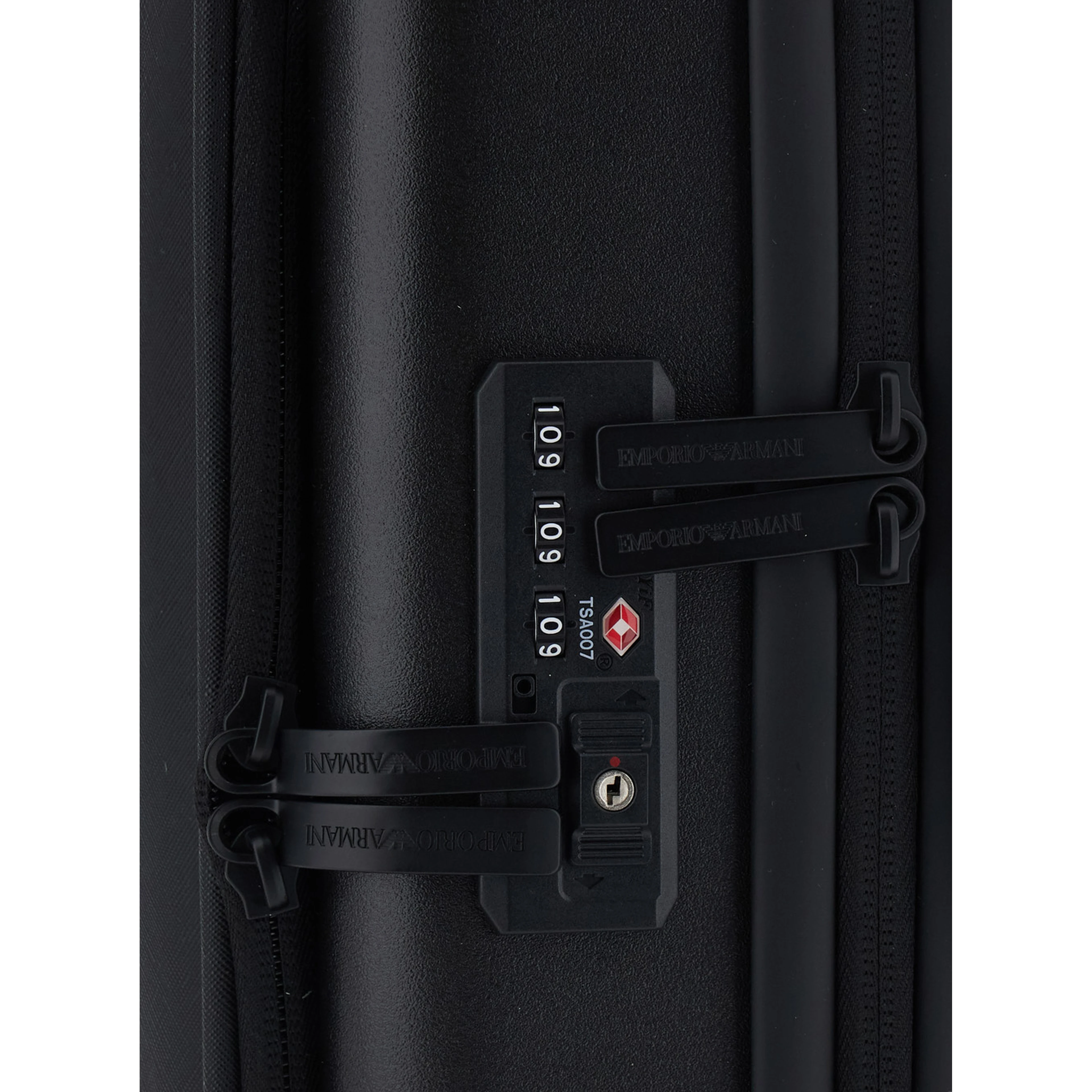 black Trolley suitcase with logo patch on the front in fabric for Men